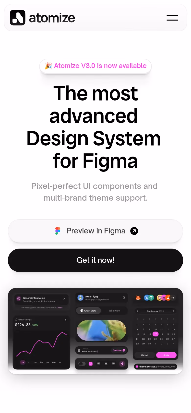Atomize mobile screenshot