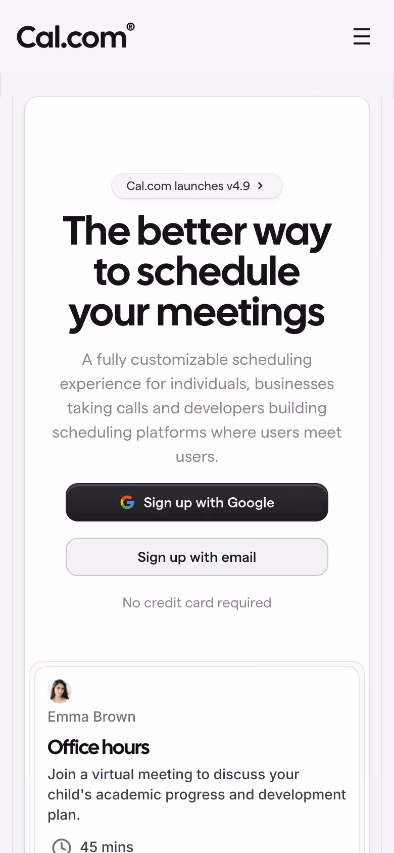 Cal.com mobile screenshot