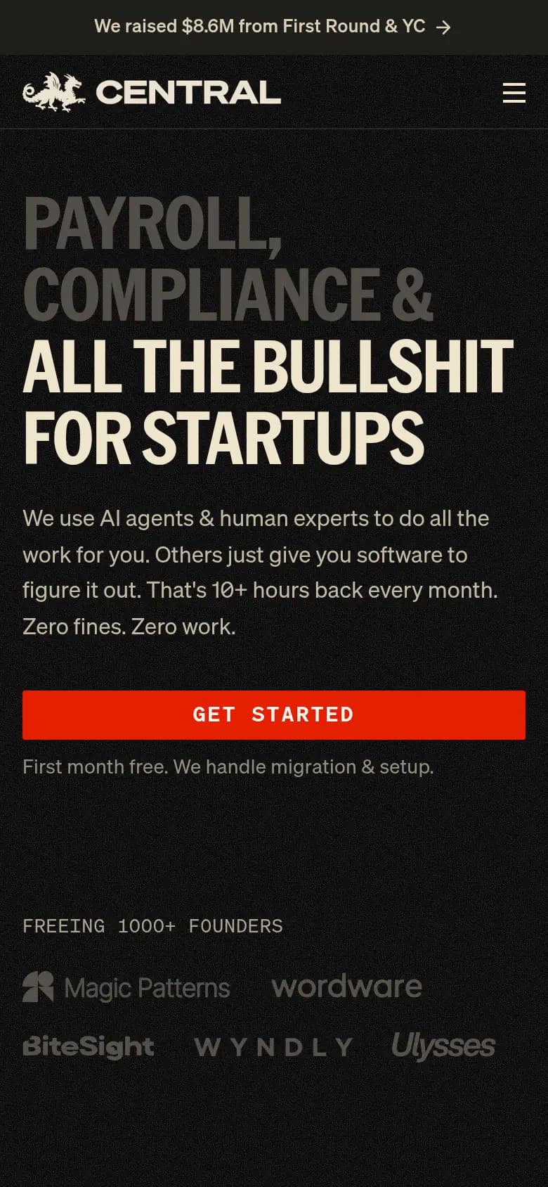 Central mobile screenshot