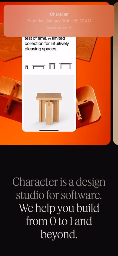 Character mobile screenshot