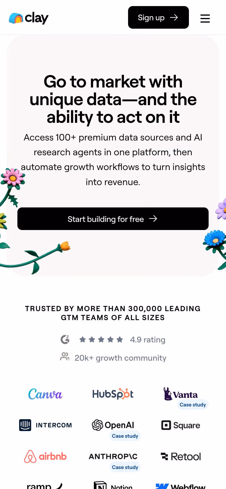 Clay mobile screenshot