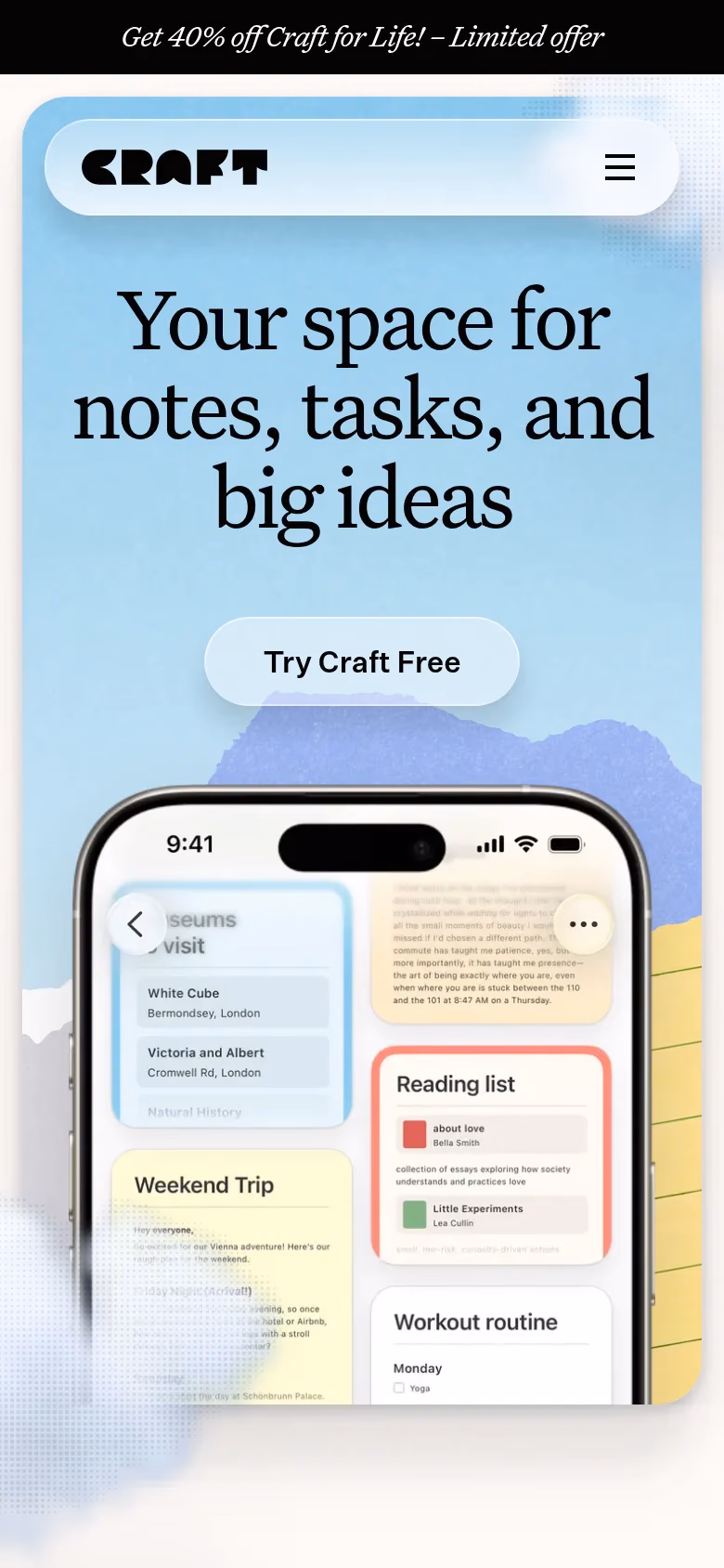 Craft mobile screenshot