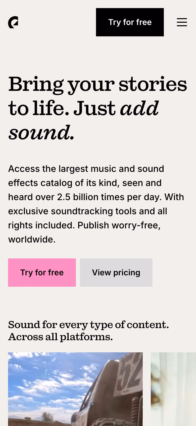 Epidemic Sound mobile screenshot