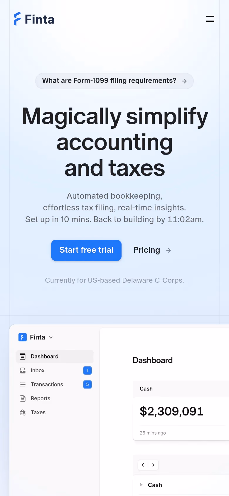 Finta mobile screenshot