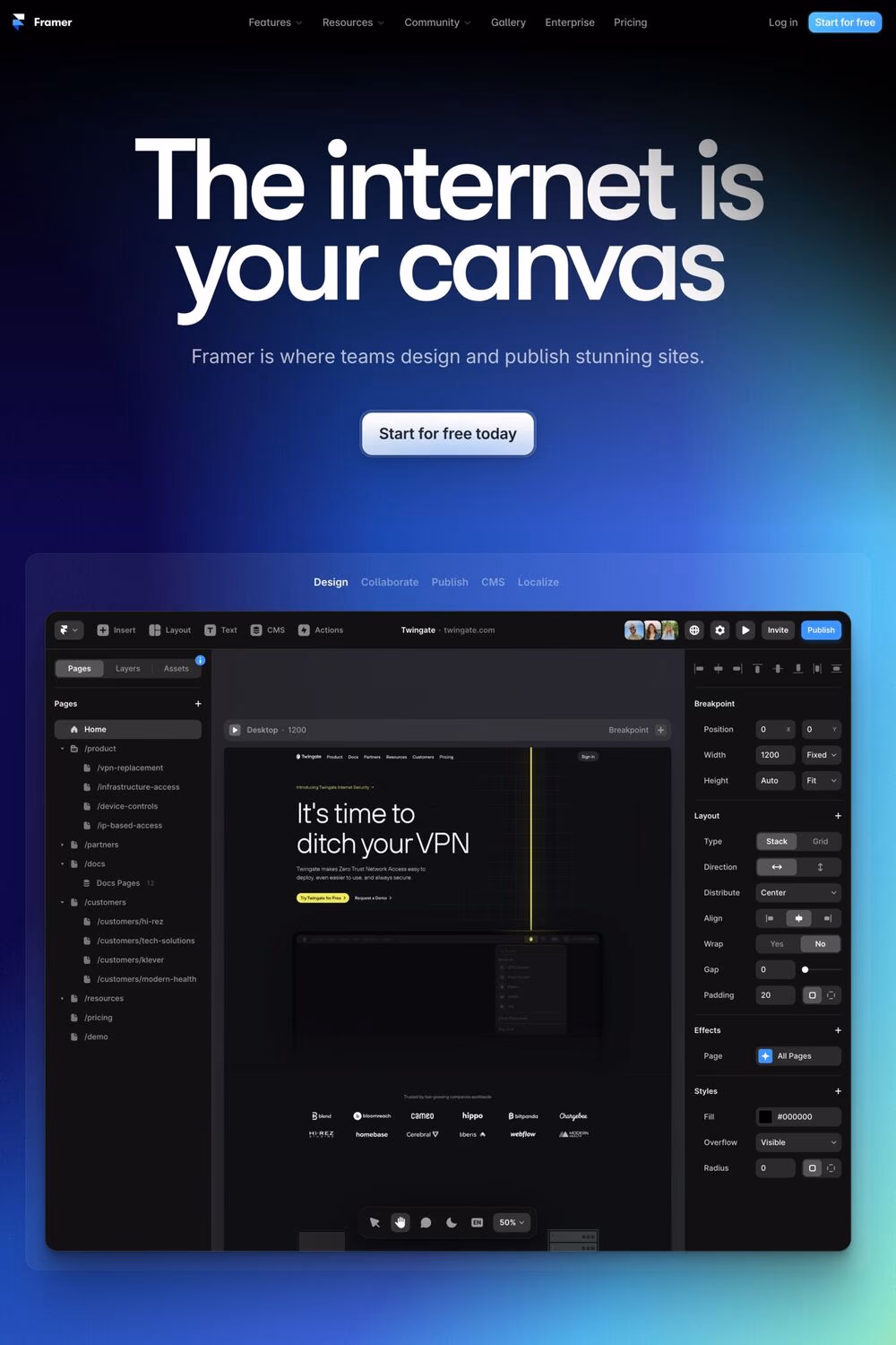 Framer desktop screenshot