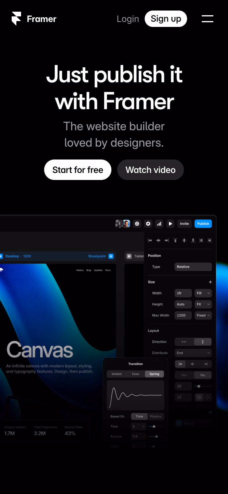 Framer mobile screenshot