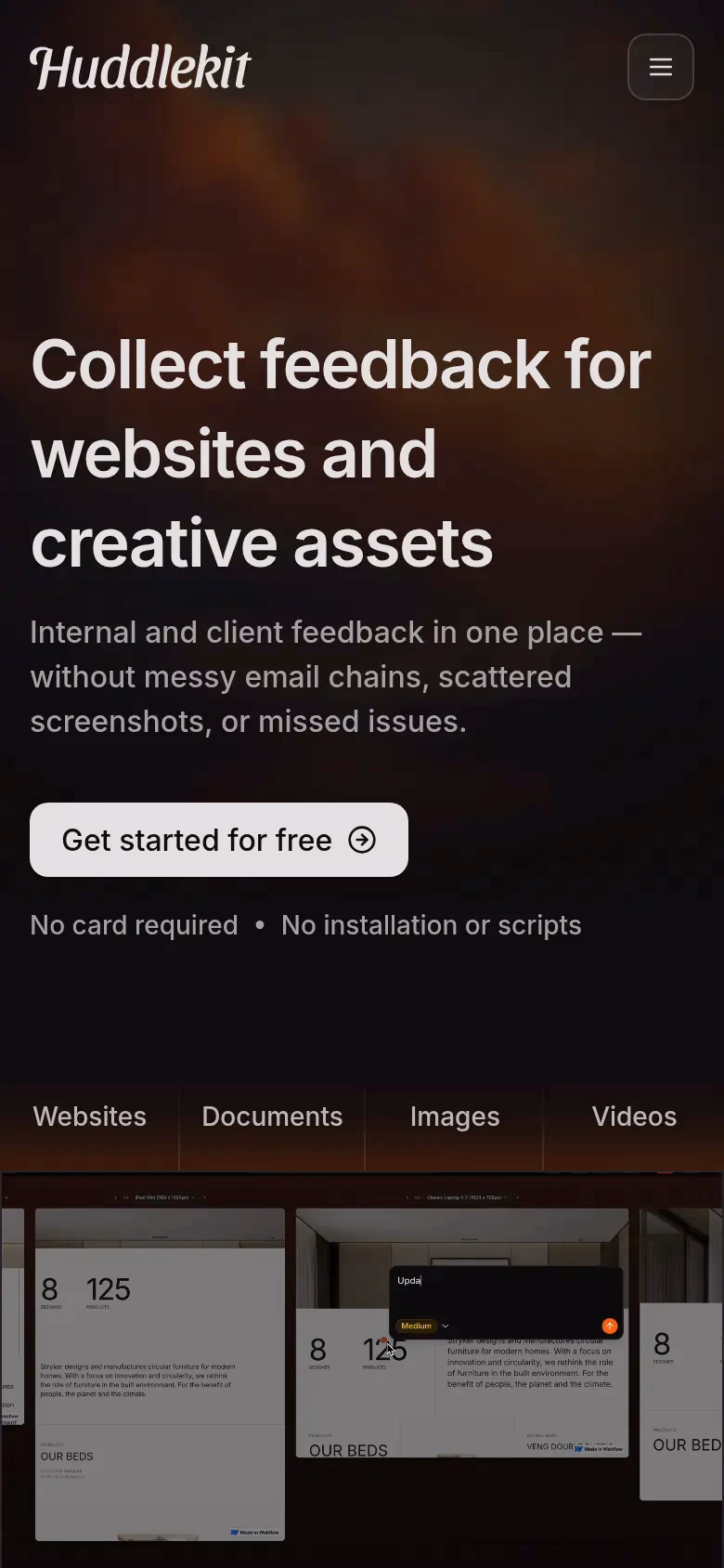 Huddlekit mobile screenshot
