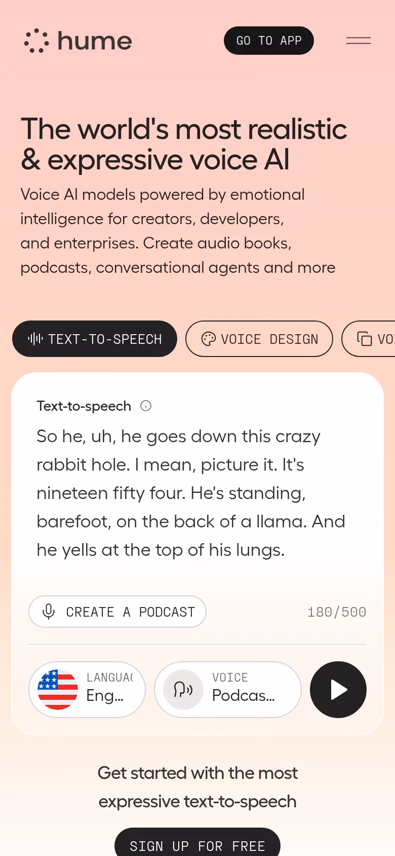 Hume AI mobile screenshot
