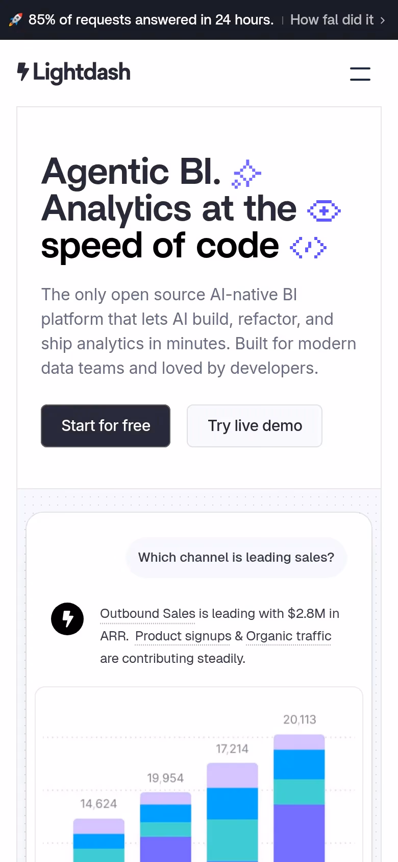 Lightdash mobile screenshot