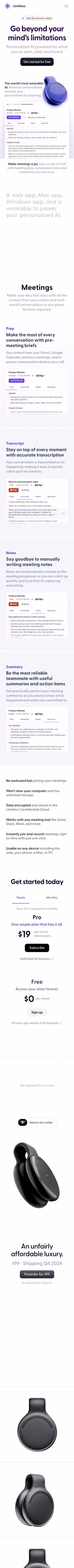 Limitless mobile screenshot
