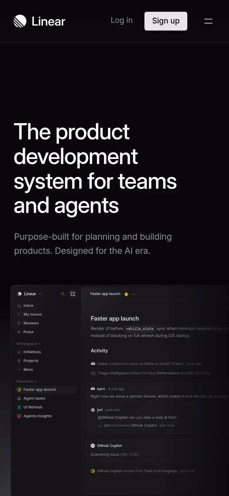 Linear mobile screenshot