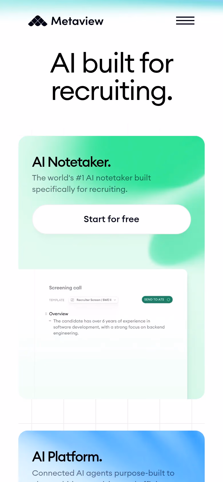 Metaview mobile screenshot