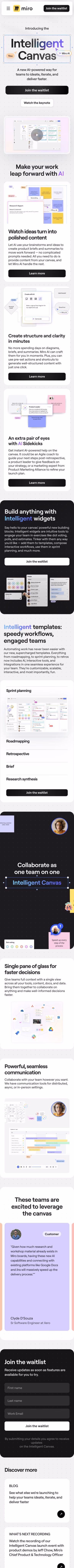 Miro Intelligent Canvas mobile screenshot