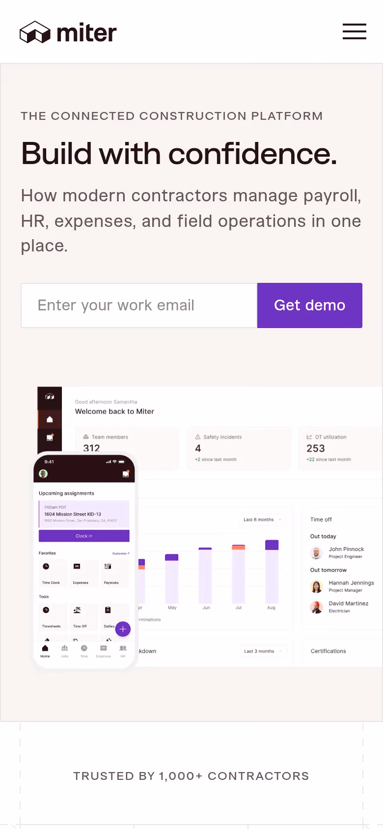 Miter mobile screenshot