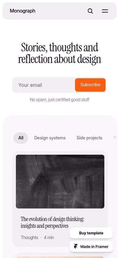 Monograph mobile screenshot