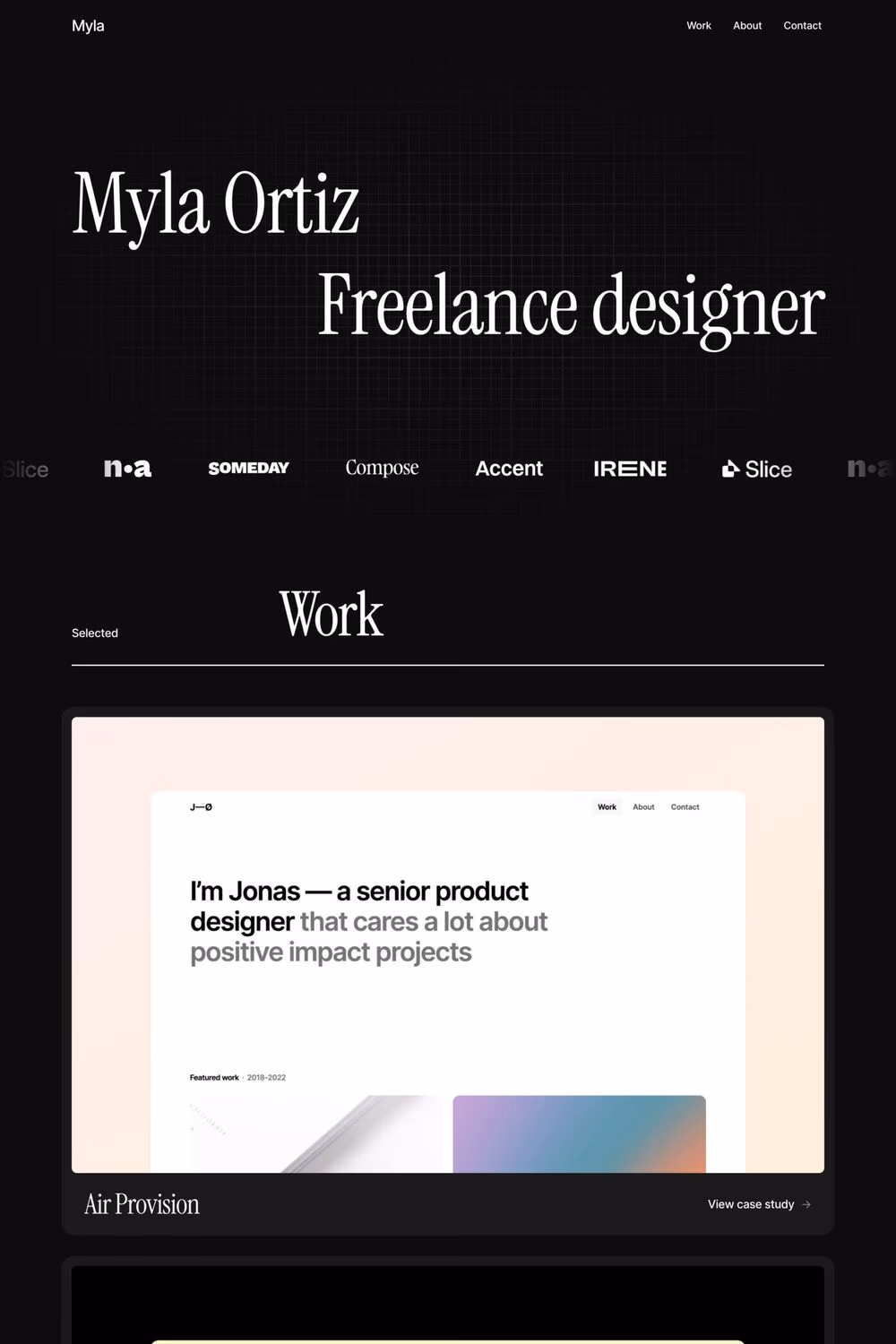 Screenshot from 5 best Framer portfolio templates for designers