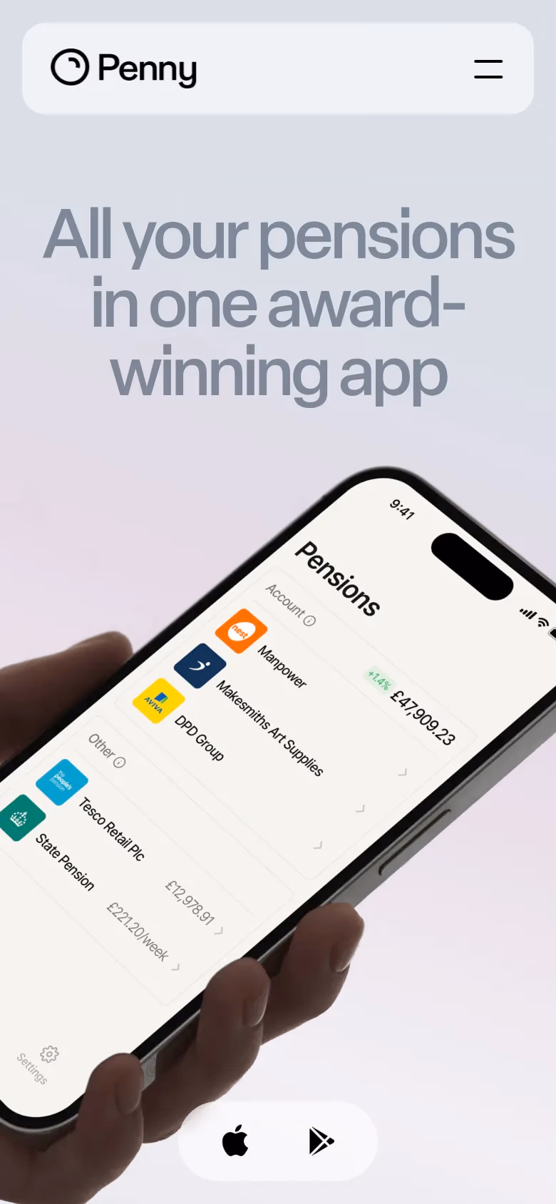 Penny Pension mobile screenshot