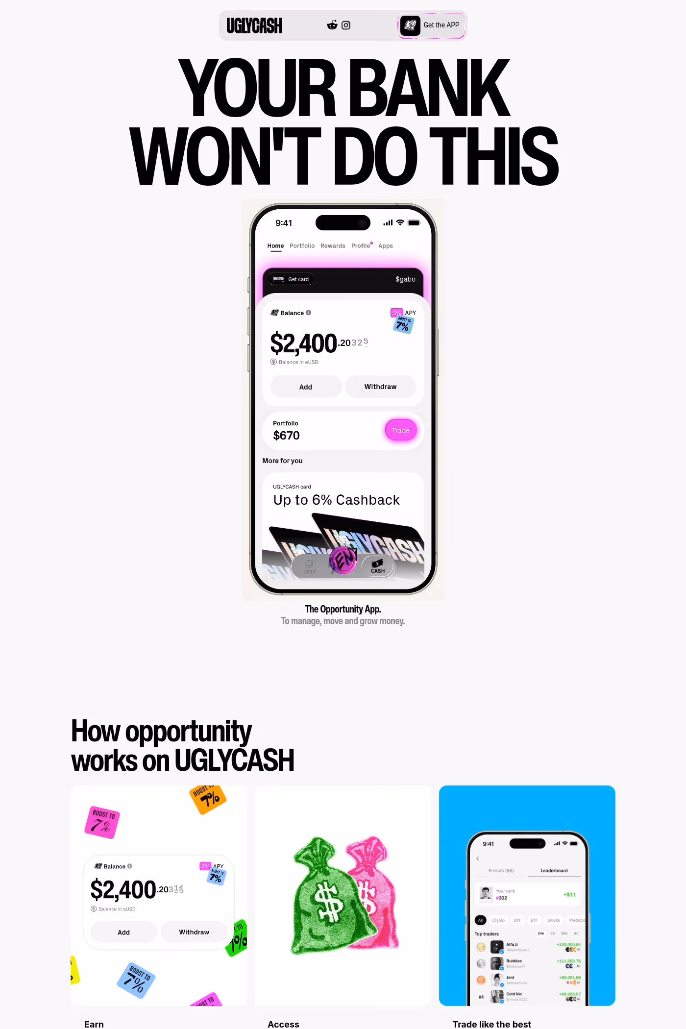 UGLYCASH desktop screenshot