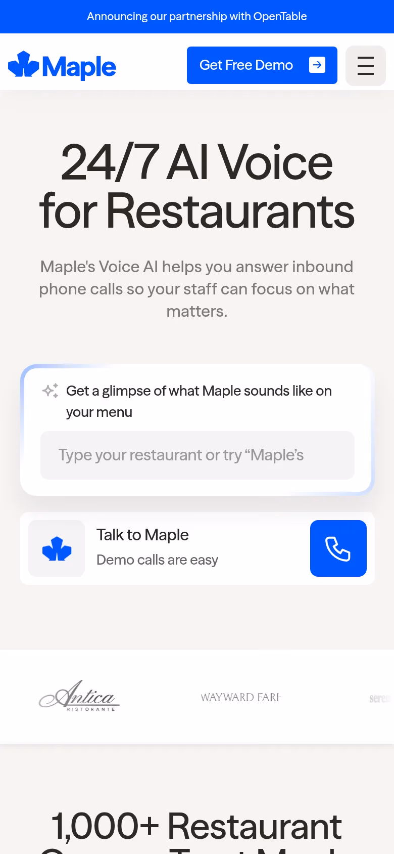 Maple mobile screenshot