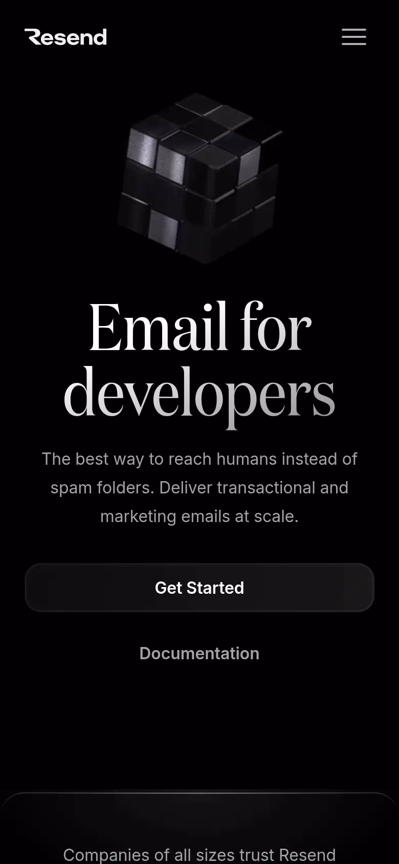 Resend mobile screenshot