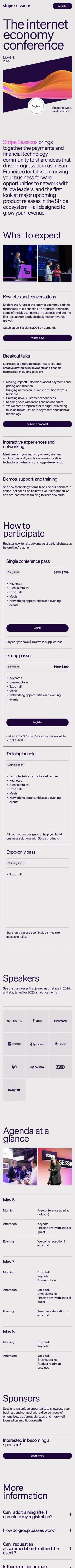 Stripe Sessions mobile screenshot