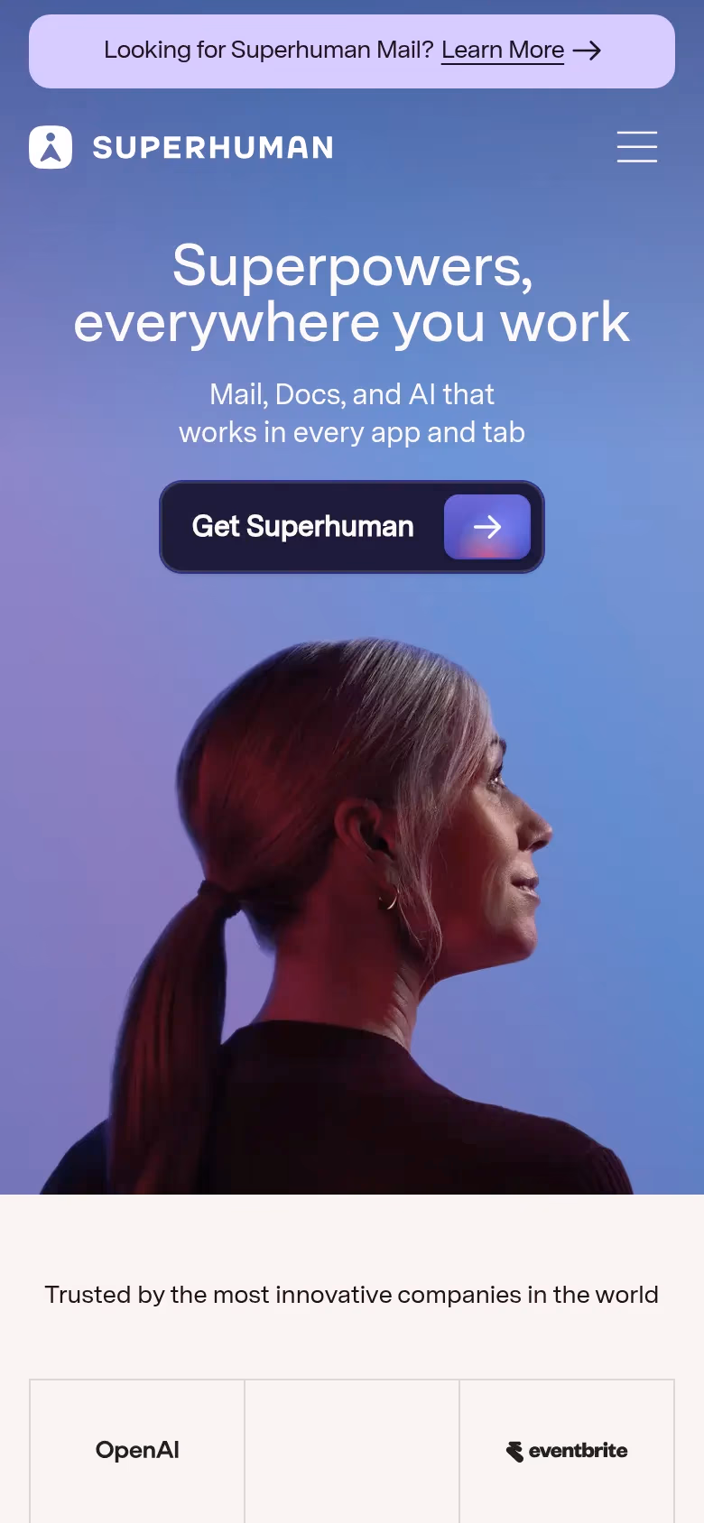 Superhuman mobile screenshot
