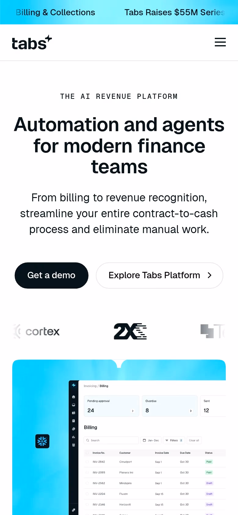 Tabs mobile screenshot