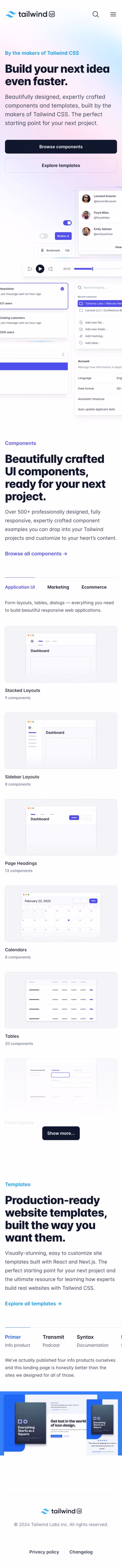 Tailwind UI mobile screenshot