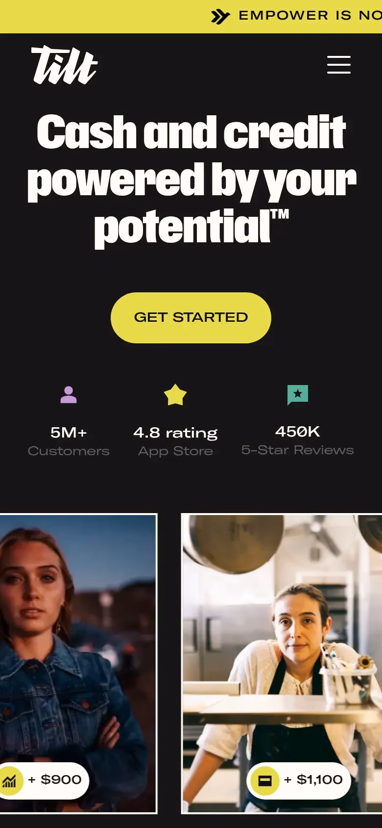 Tilt mobile screenshot
