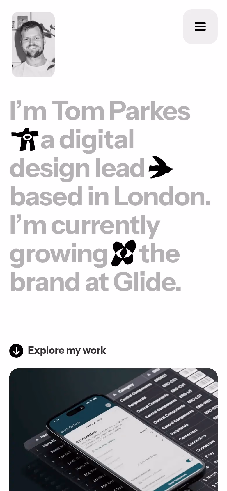 Tom Parkes mobile screenshot