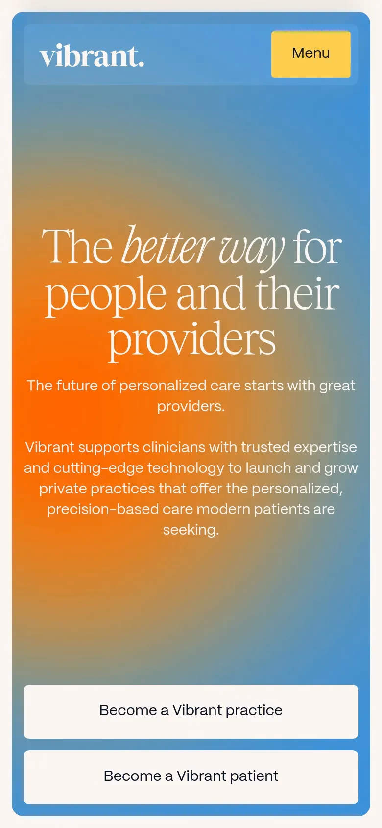 Vibrant mobile screenshot