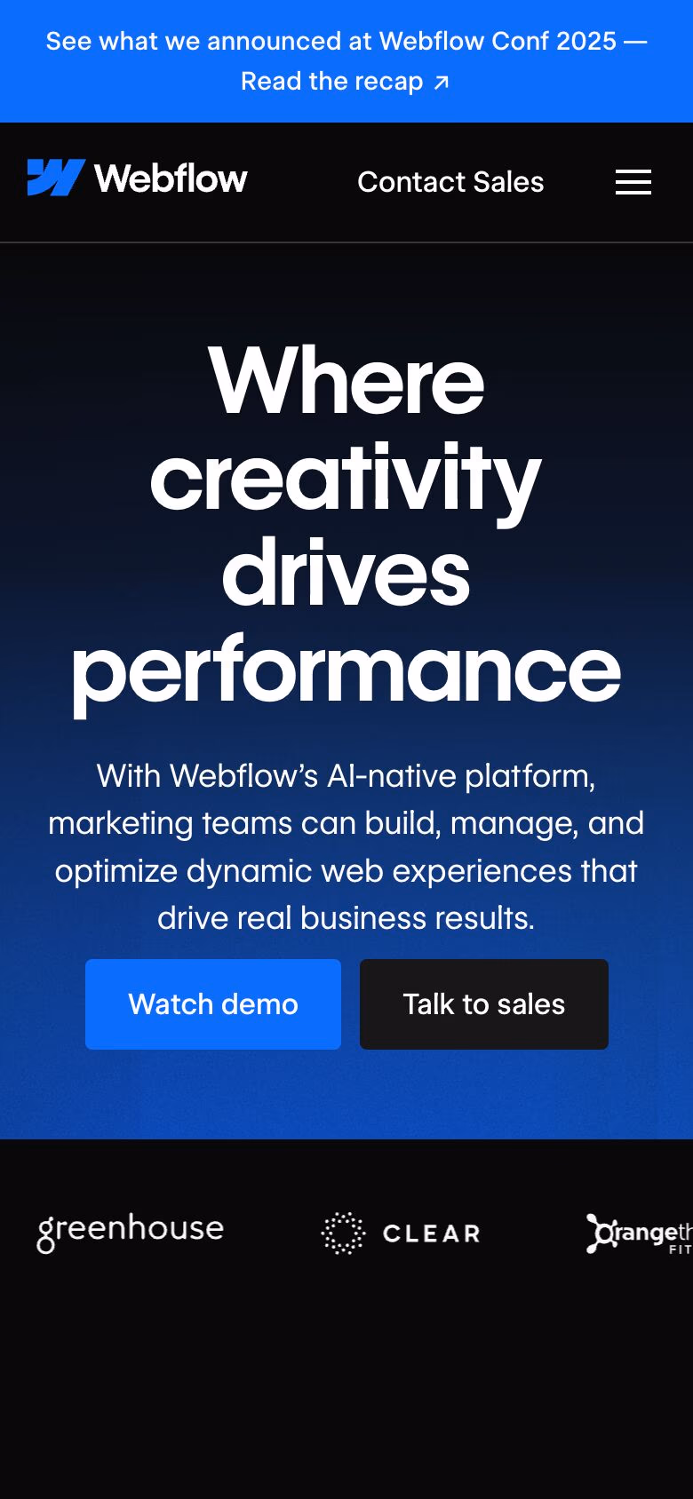 Webflow mobile screenshot