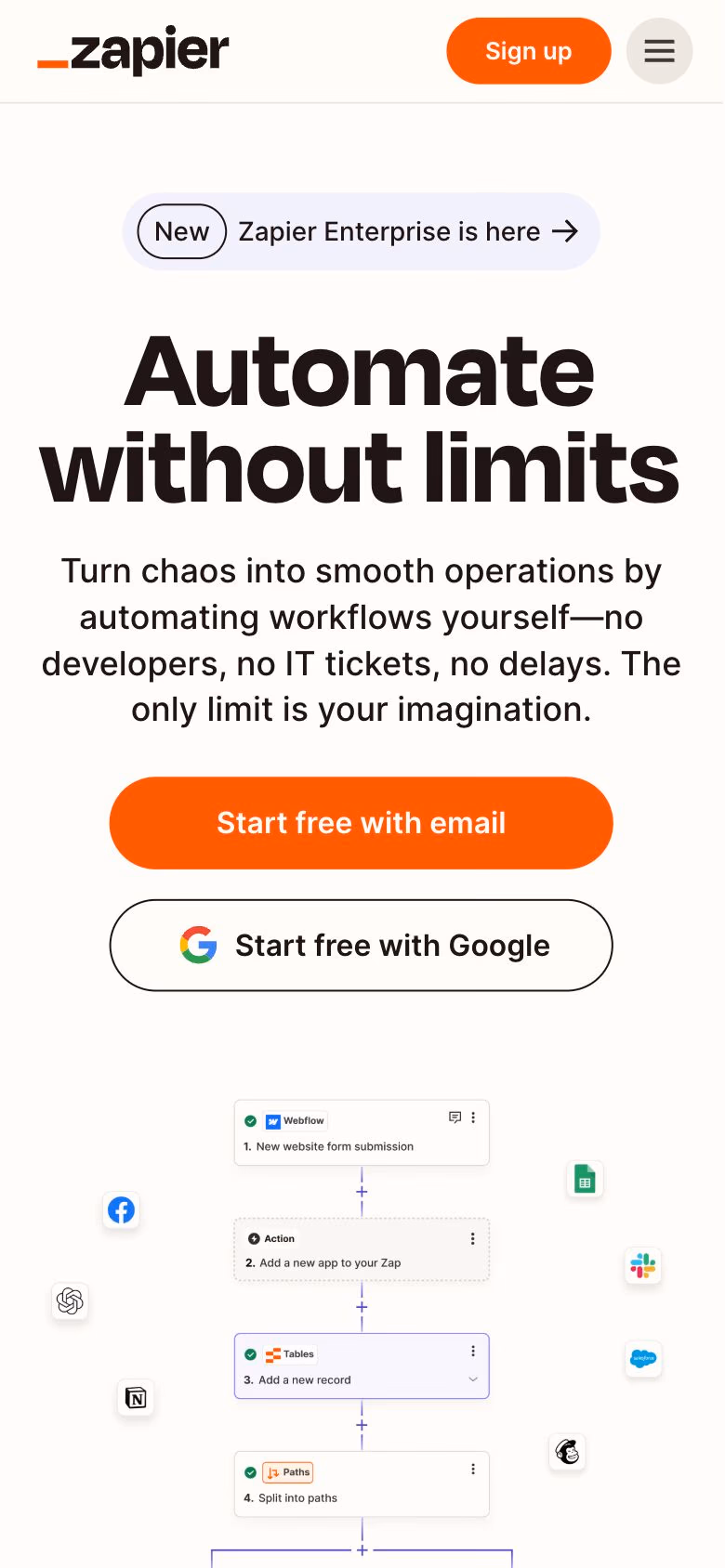 Zapier mobile screenshot