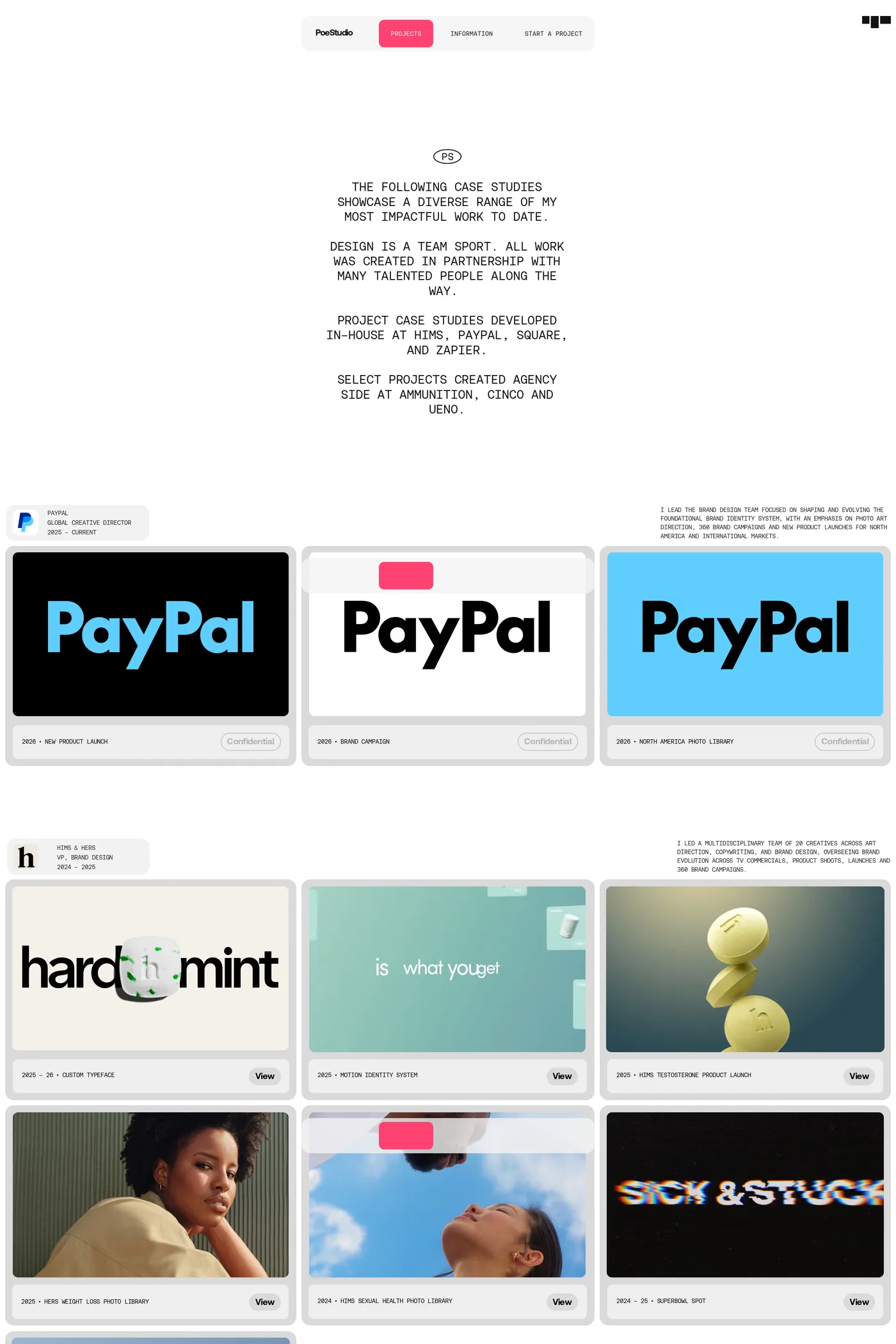 Aaron Poe — screenshot of the work page