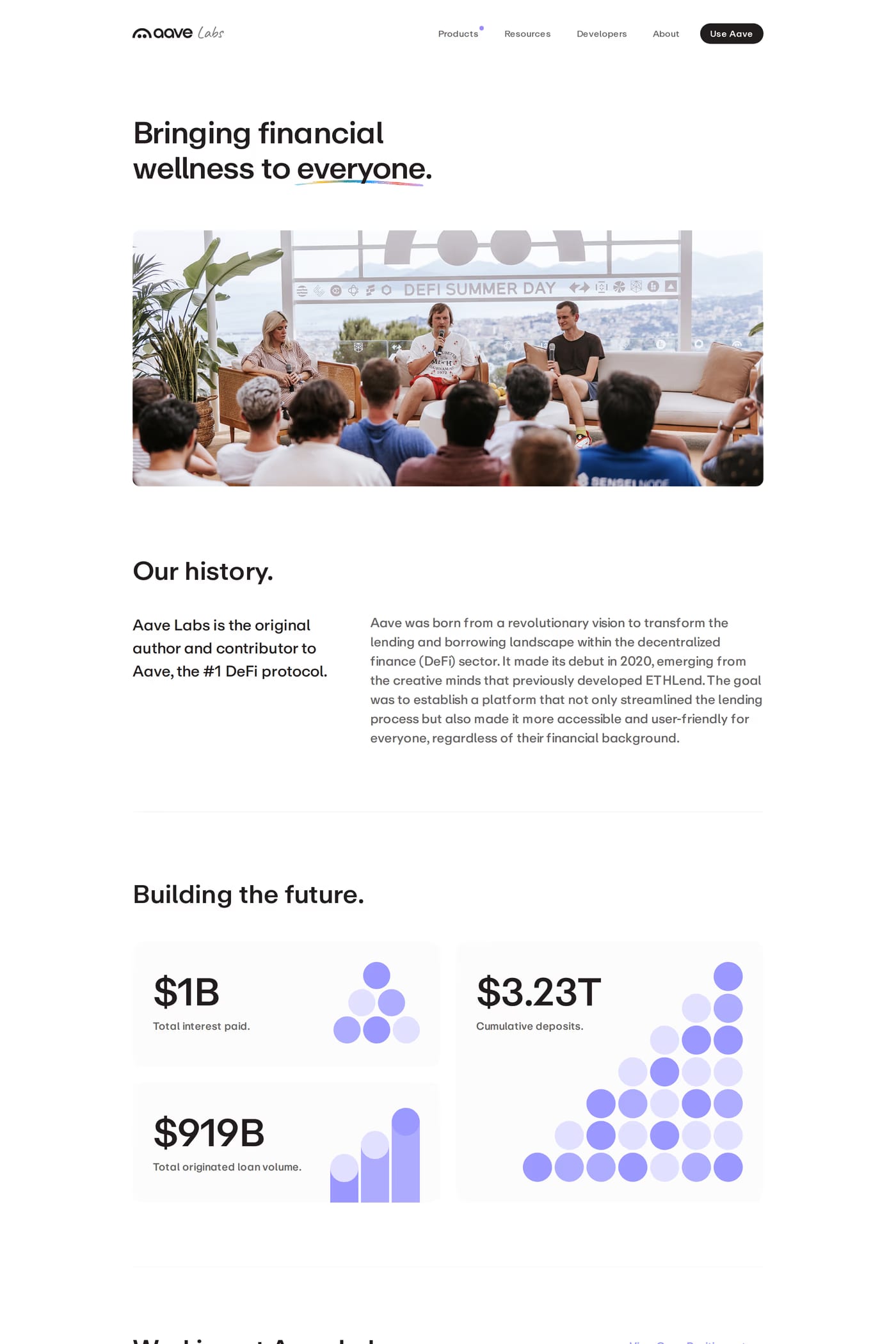 Aave — screenshot of the about page