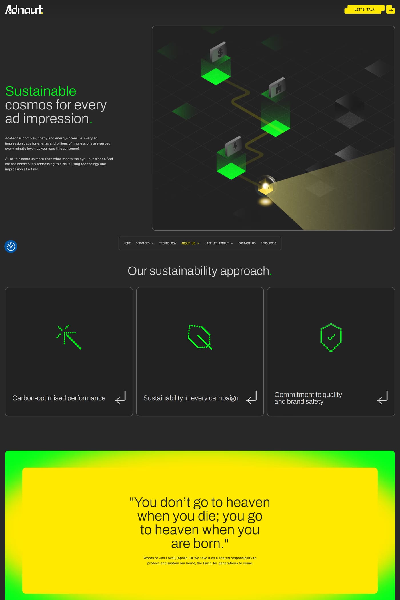 Adnaut — screenshot of the about page