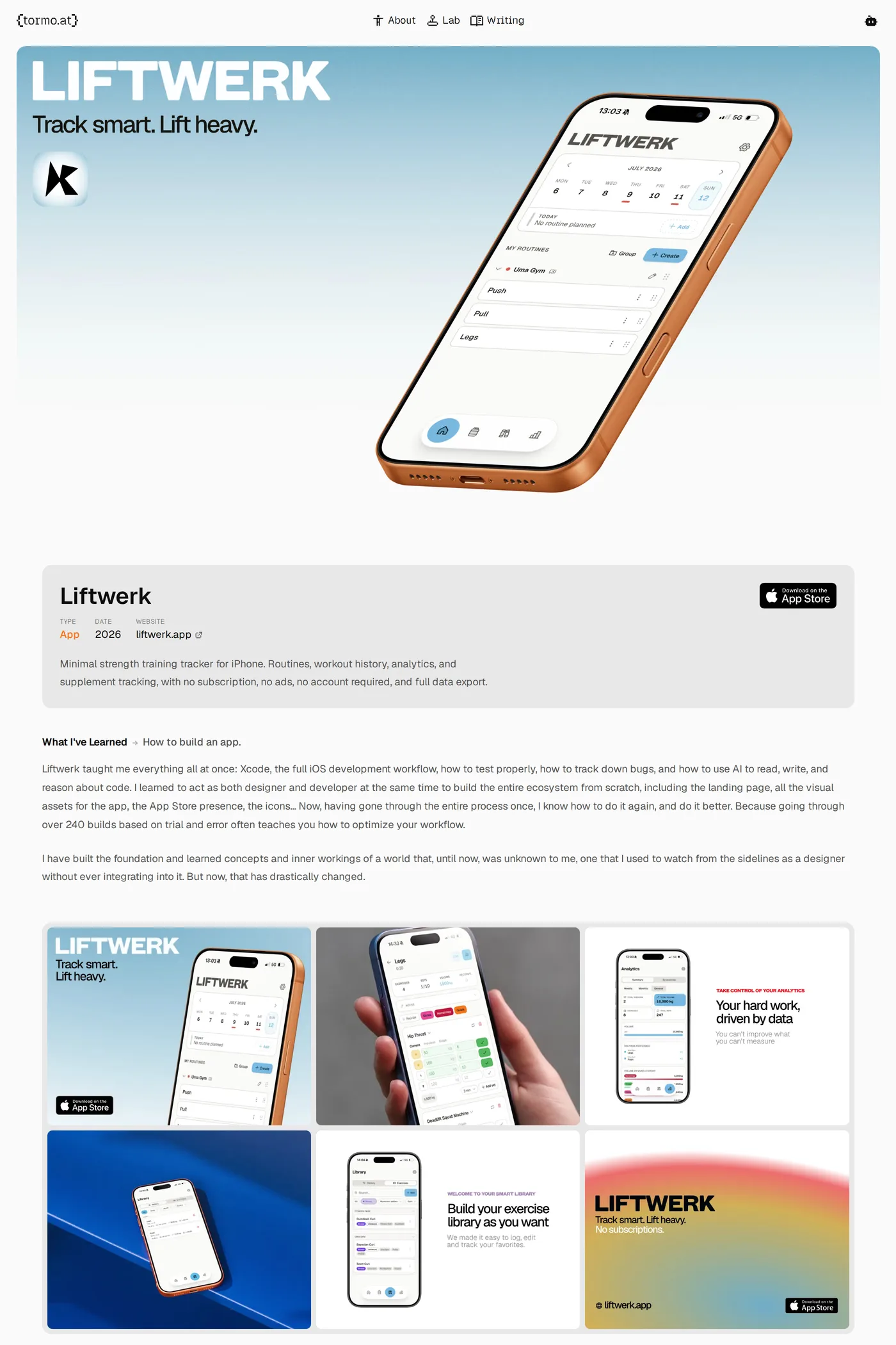 Adrià Tormo — screenshot of the work page