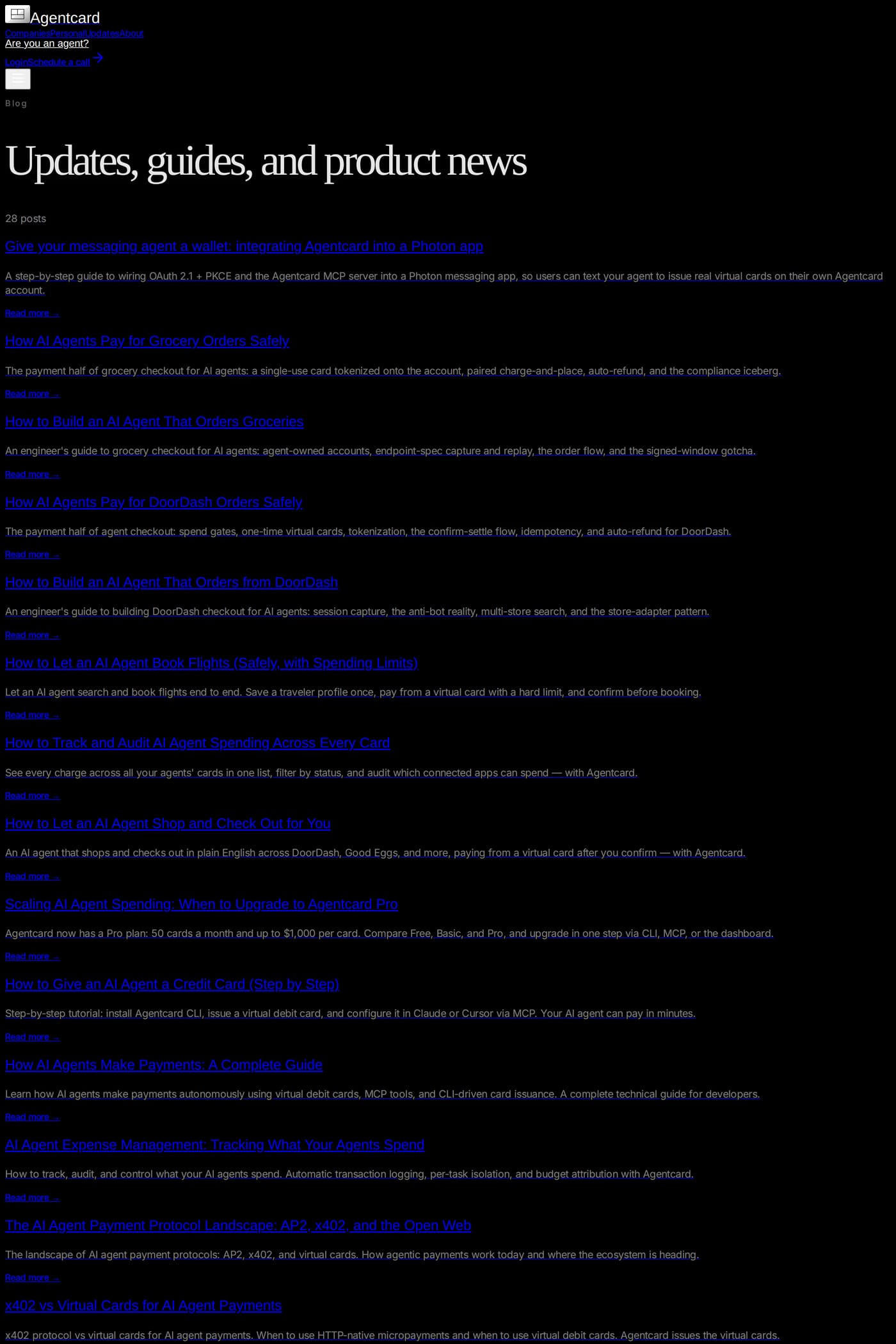 Agentcard blog page