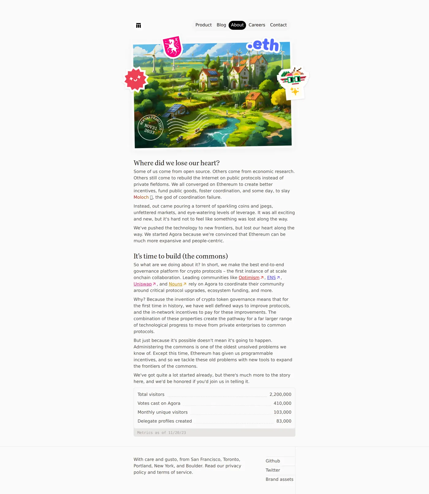 Agora — screenshot of the about page