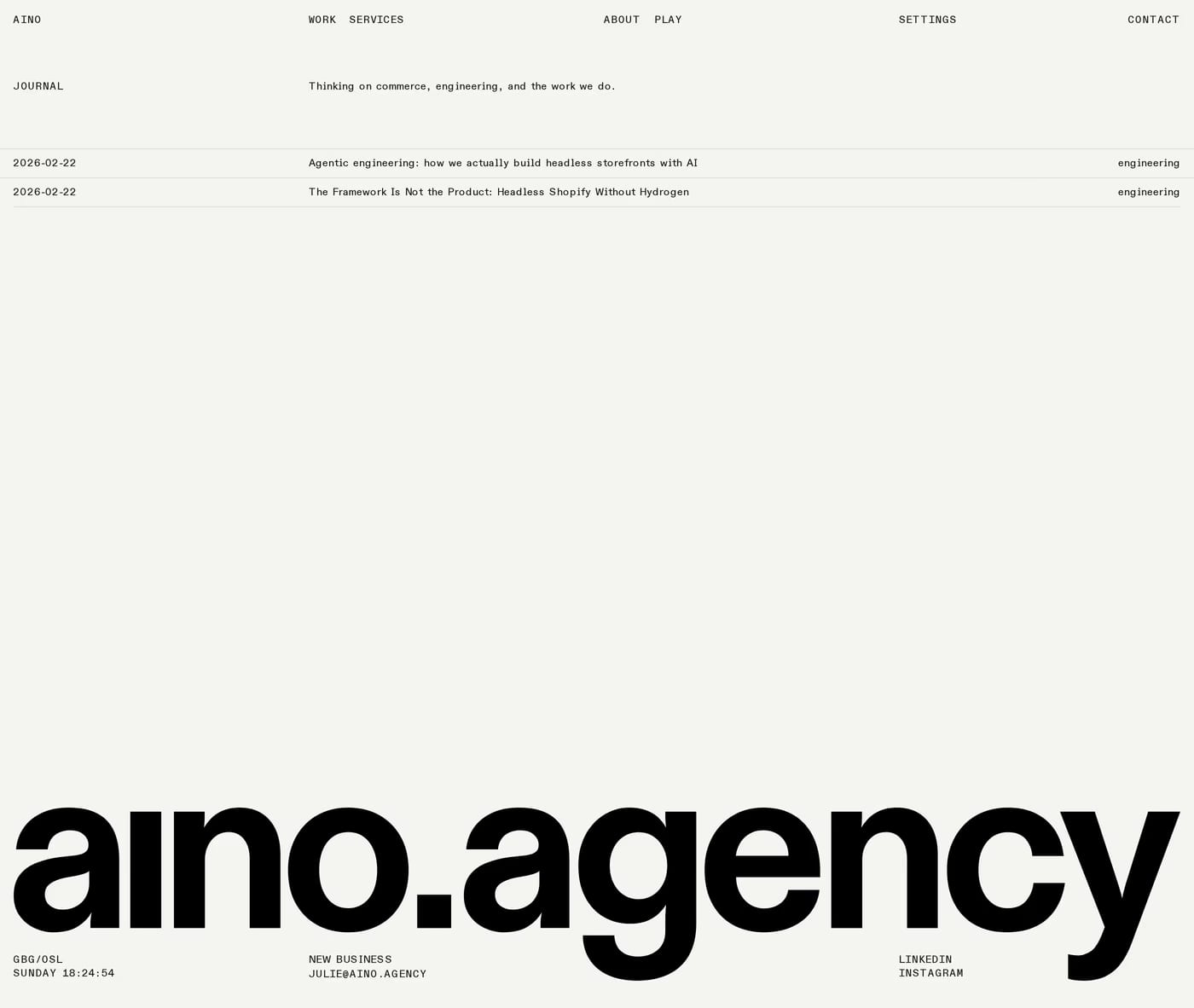 Aino blog page
