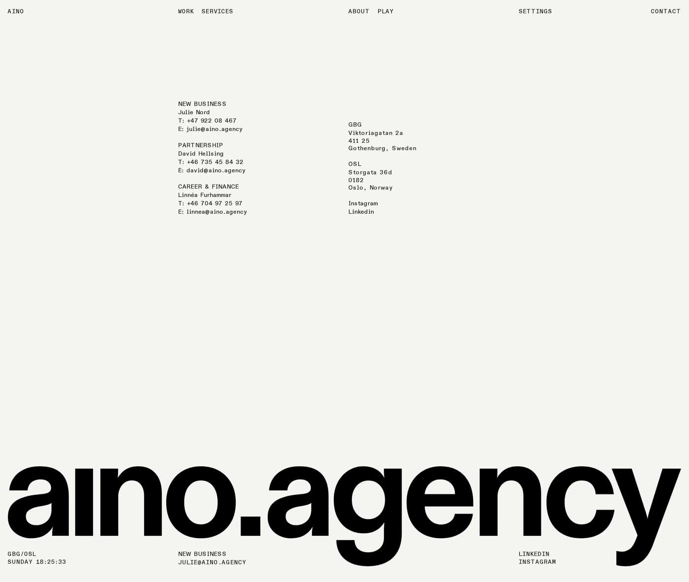 Aino contact page