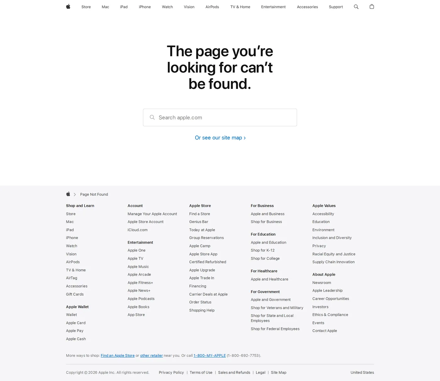 AirPods Pro 3 — screenshot of the 404 page
