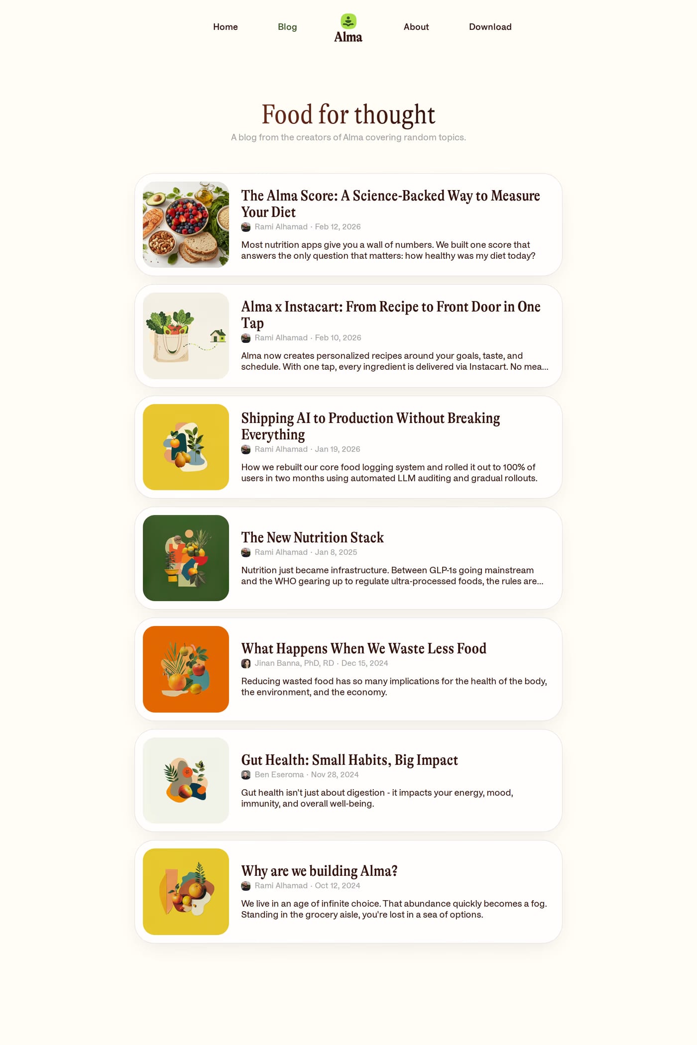Alma blog page