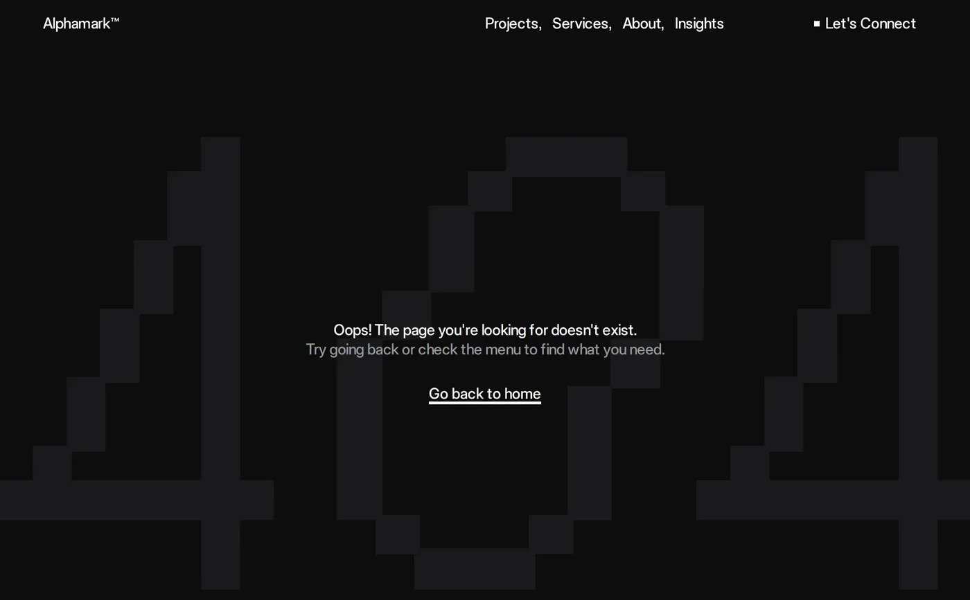 Alphamark — screenshot of the 404 page