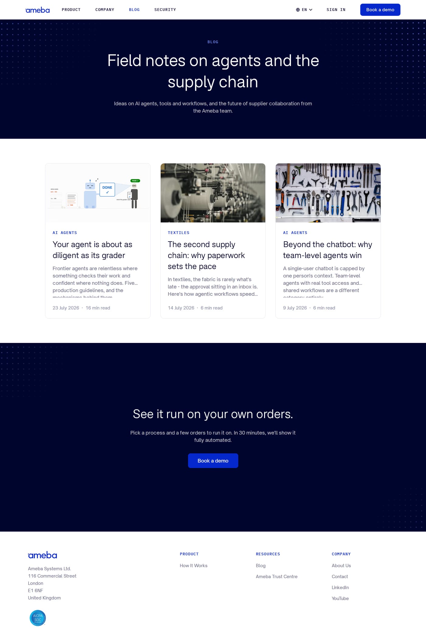 Ameba — screenshot of the blog page