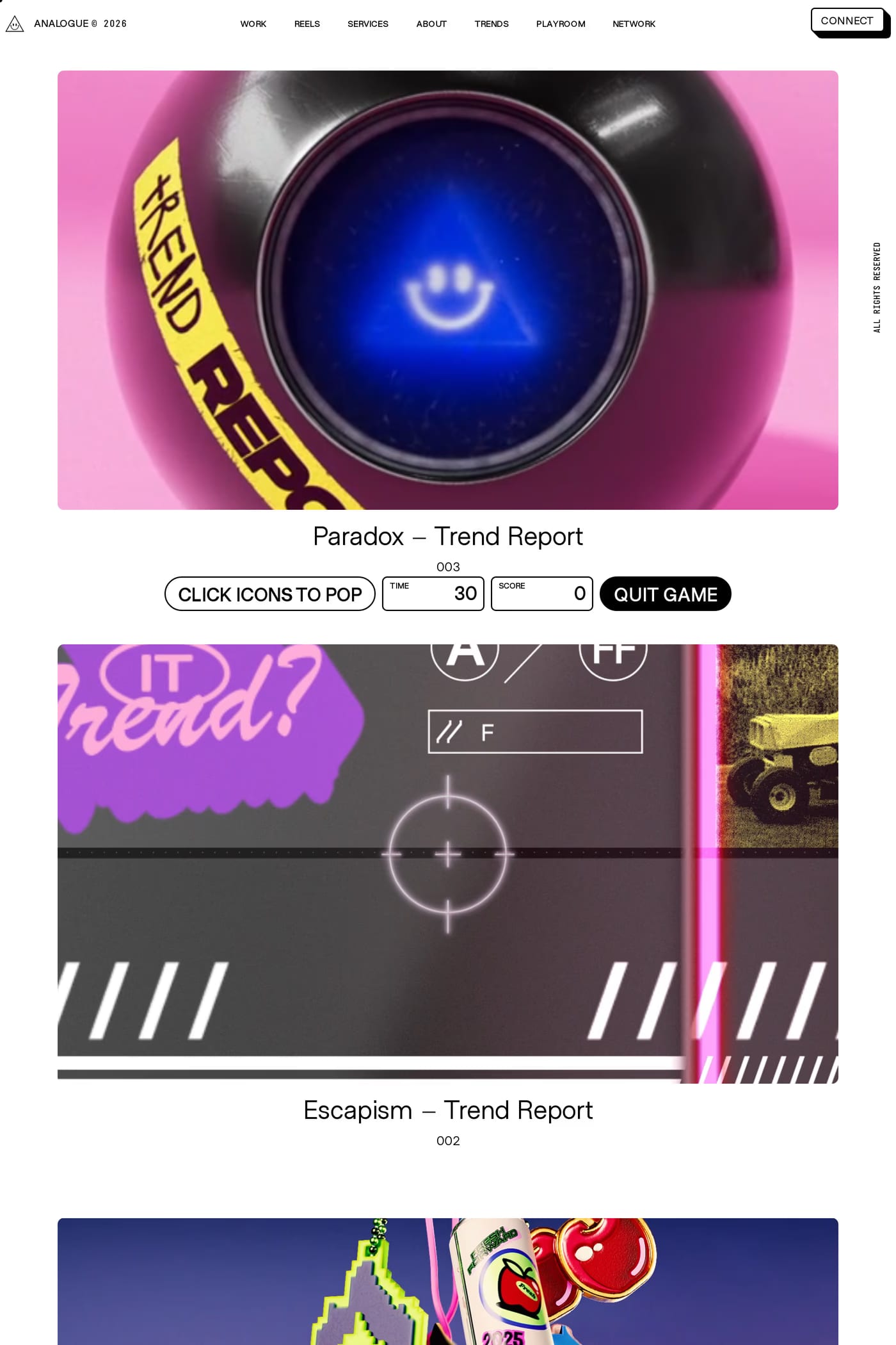 ANALOGUE — screenshot of the blog page