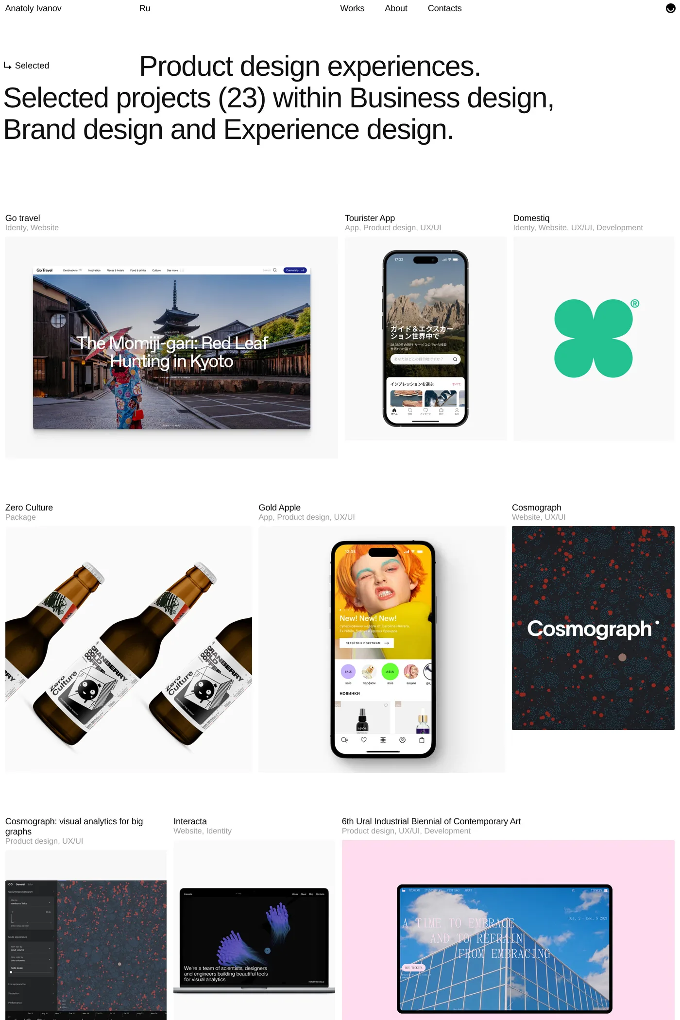 Anatoly Ivanov — screenshot of the work page
