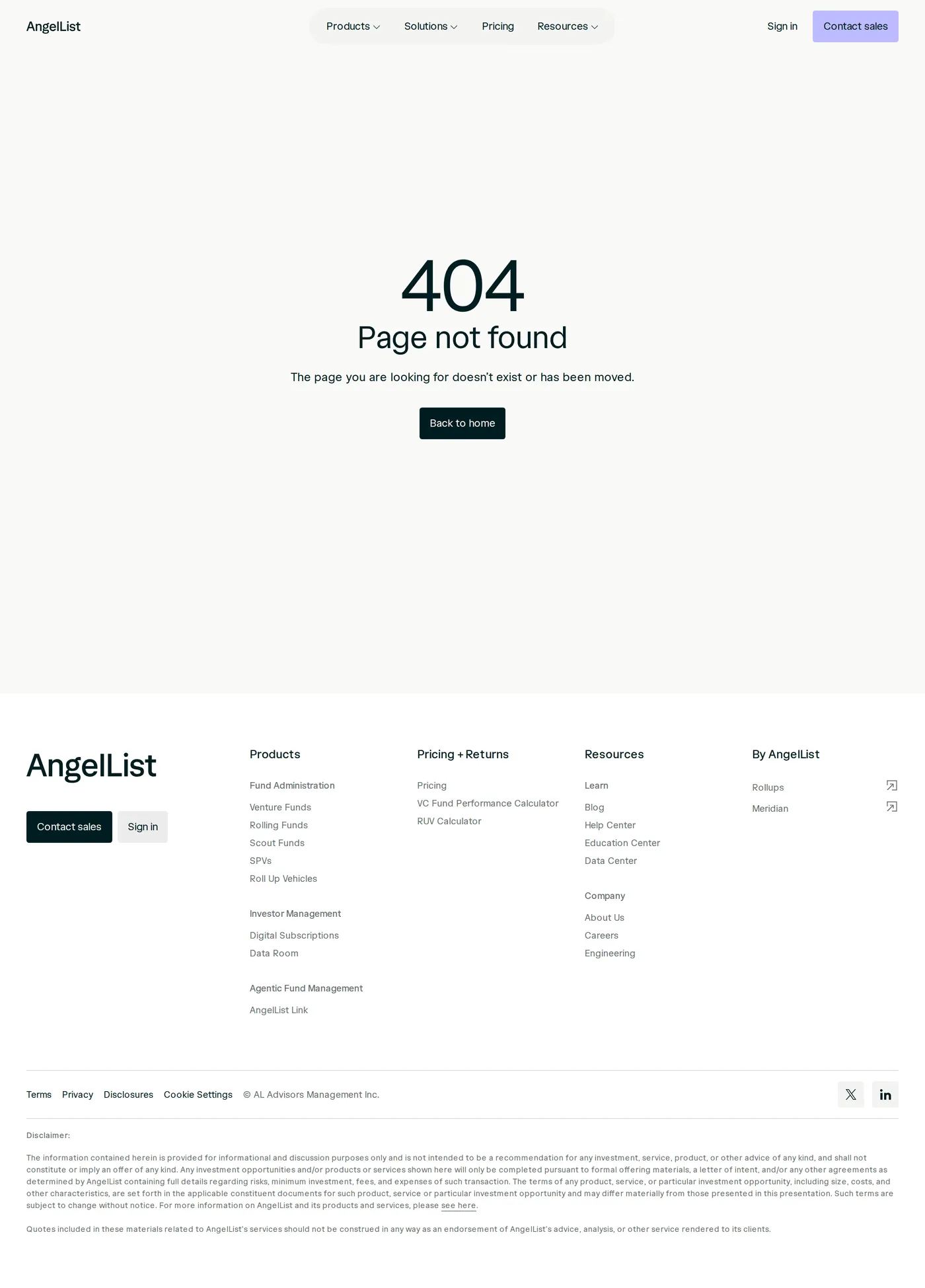 AngelList — screenshot of the 404 page