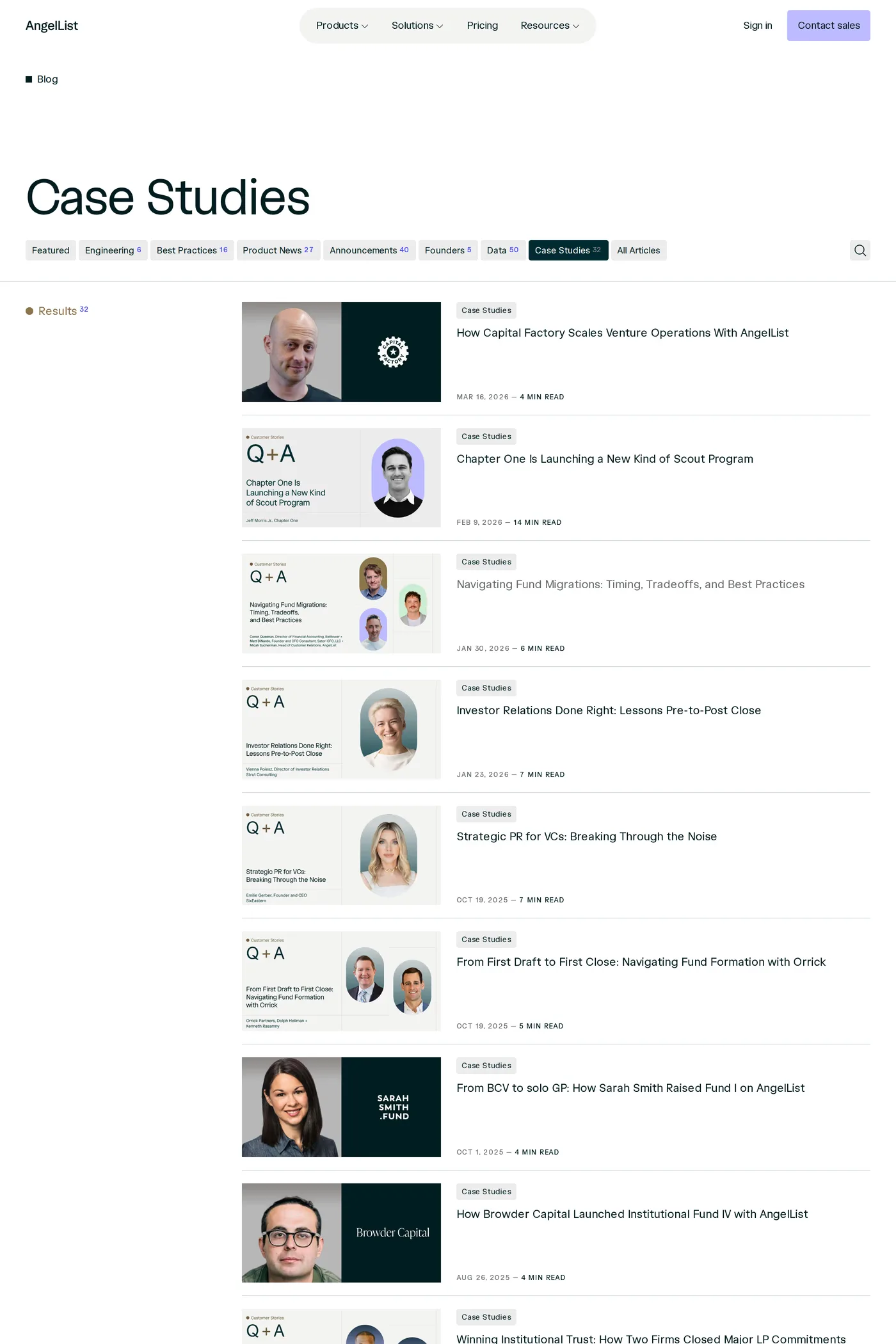 AngelList — screenshot of the case studies page