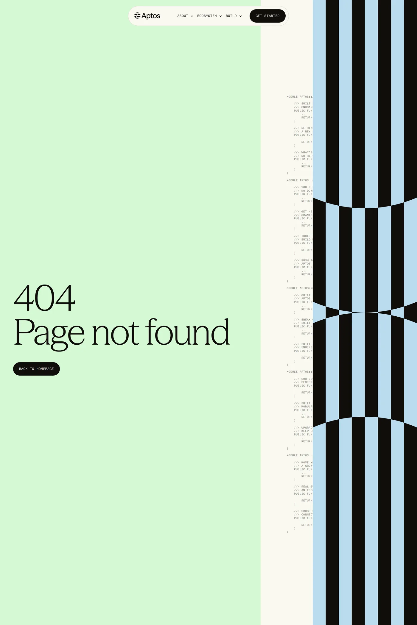 Aptos — screenshot of the 404 page